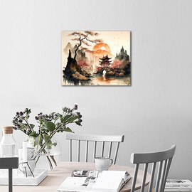 TISHIRON Paint by Numbers Kit for Adults Japanese Landscape Adult Paint by Number with Brushes Japan Garden Painting Oil Paint by Numbers DIY Painting Art Crafts for Home 16x20 in