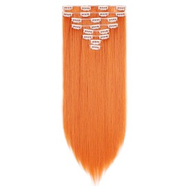 Mscat 20 Inch Clip in Hair Extensions 8Pieces/Set Orange Straight Hair pieces hair extensions Natural Soft Synthetic Hairpieces for Women(350#)