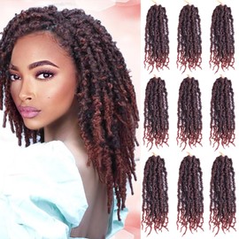 9 Packs Distressed Butterfly Locs Crochet Hair For Black Women One Pack Solution 9",10",11 inch Pre-looped Soft Crochet Braids Hair (9Pack,T1B/350#)