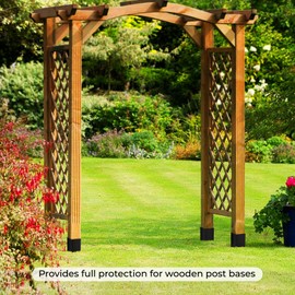 Post Protector Stainless Steel Post Sleeve, Fence Post Protection Tool, Protects Wooden Fences and Mailboxes from Rain and Mower Damage, Adjustable (Range 3.4”-6”) (2set, Black)