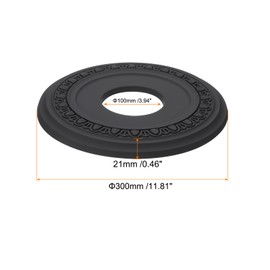 PATIKIL Ceiling Medallion, 12" OD x 4" ID PU Decorative Ceiling Light Medallion Chandelier Medallion Petal Ceiling Light Cover Plate for Ceiling Light Fixtures Fans, Black