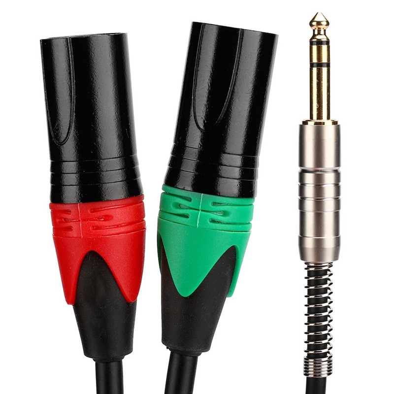 0.3M 24AWG Pure Copper Double Shield 6.35 Male to Double