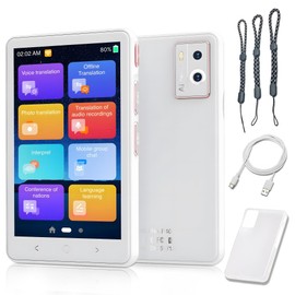 Language Translator Device, Instant Translation No WiFi Needed, Two Way Real-Time Voice Translation, Accurate Offline Recording, Photo Translation for Travel, Business, and Study (White, P40)