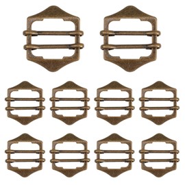 VILLCASE 10pcs Metal Sun Buckle, Adjustable Belt Roller Buckles, Metal Adjuster Suit Vest Slide Buckle, Double Pin Shirt Clips Metal Roller Buckle Ring Adjustable Buttons Belt Lock