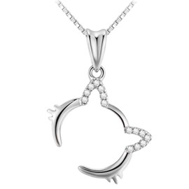 YIXUYU Women's Necklace with Cat Pendant Crystal 925 Sterling Silver, Crystal, Crystal