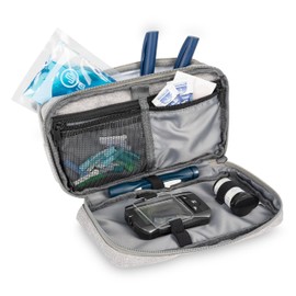 ELITE BAGS - DIABETIC'S XL Diabetiker-Tasche | grau bitone | viel Stauraum | für den täglichen Gebrauch | thermoisoliert | Handschlaufe