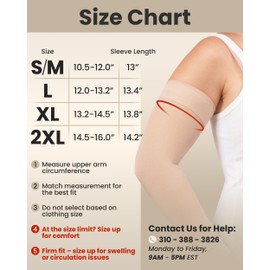 KEMFORD Compression Lymphedema Arm Sleeves for Women - 15-20 mmHg, 1 Pair, Beige, S/M - Medical Arm Brace for Swelling, Edema, Circulation