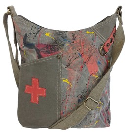 Sunsa Damen Umhängetasche. Hobo Tasche aus Canvas/Leinwand. Groß Vintage Stil Crossbody Bag. Jede Vegane Schultertasche ist Unikat. Handtasche als Geschenkideen für Frauen