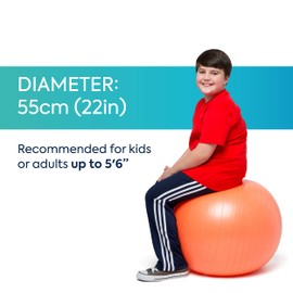 Bouncyband Medium Balance Ball, Orange – Create Flexible Seating to Improve Focus in the School, Office, or Home with this No-Roll Weighted Ball – 21.6” (55cm) Ball for People Between 5’-5’6 Tall