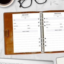 A5 Book Review Planner Refill Insert, 5.83″ x 8.27″, Fits 6-Rings Binders - Filofax, LV GM, Moterm, Choose Quantity