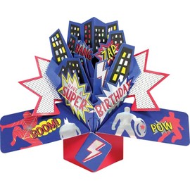 Super Birthday Superhero Pop-Up Greeting Card Second Nature 3D Pop Up Cards