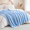 Linecooo Light Blue Fleece Throw Blanket 50"×60" for Couch Sofa