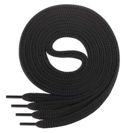 Di Ficchiano flat laces for trainers / sports shoes / very tear-resistant / approx. 7.0 mm wide, 45 colours, 60 cm - 220 cm length, polyester - Black - 120 cm