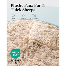 Topblan Shaggy Long Fur Faux Fur Weighted Blanket, Fuzzy and Soft Sherpa Weighted Blanket for Adults 15lbs, Twin Size Fluffy Heavy Blanket for Bed Couch, 48 x 72 Inches, Khaki