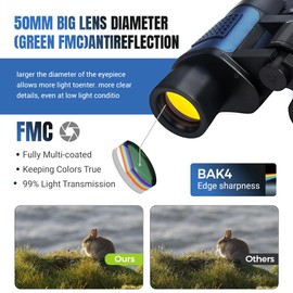 20x50 Binoculars for Adults, with Bak4 Prism and Fmc Lens, Portable HD High Power Binoculars with Carrying Bag for Bird Watching