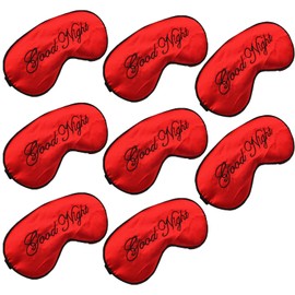 Silk Sleep Mask Eye Mask Blindfold, Adjustable Soft Blindfold Elastic Strap Night Eyeshade Travel Nap for Women Men 8PCS Red