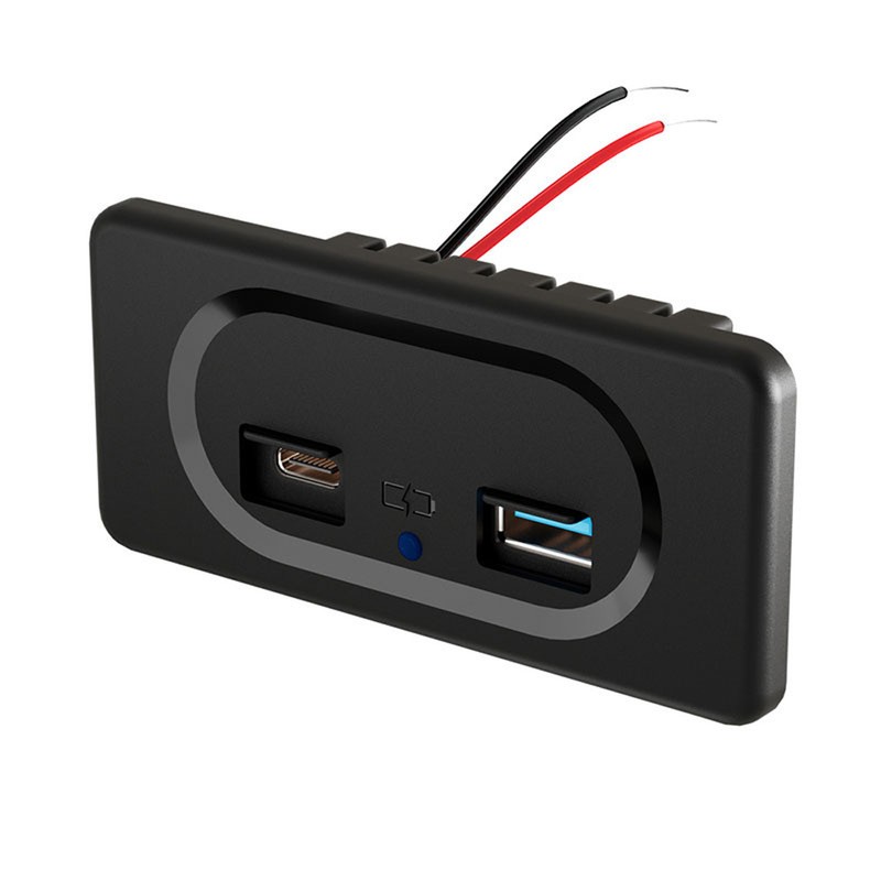 12 Volt USB Socket with Cap, Dual Port Quick USB