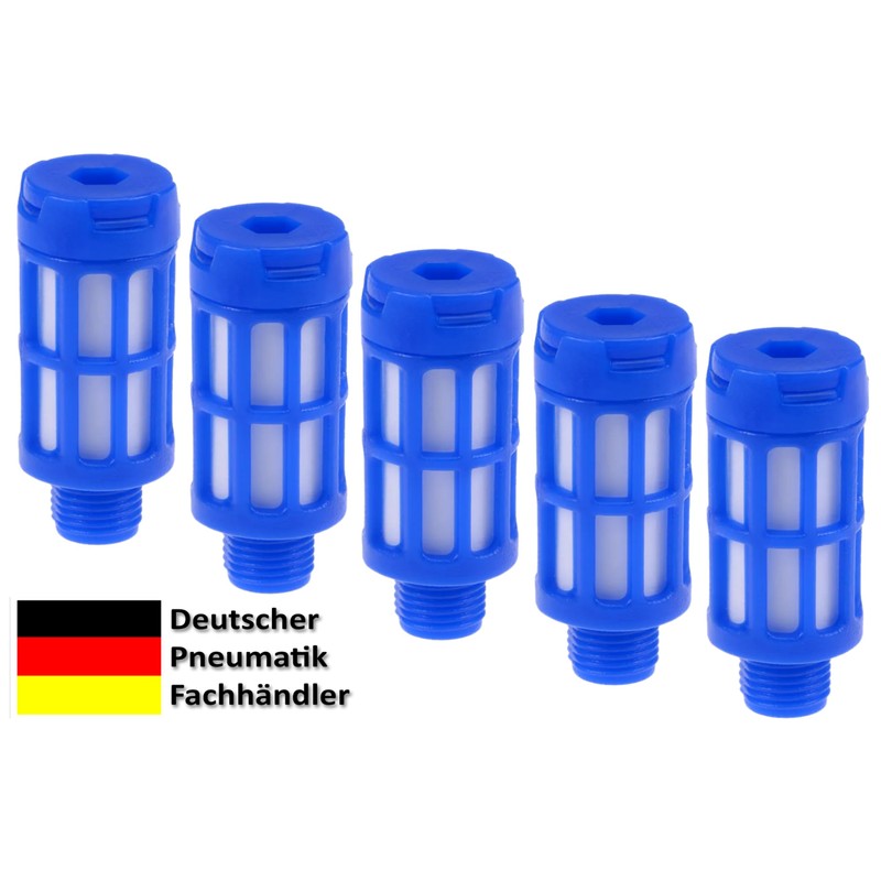 Pneumatic Silencer 1/8 Inch Plastic Set of 5 Industrial Quality