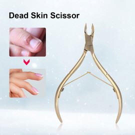 Cuticle Trimmer,1 Cuticle Nippers Professional Stainless Steel Cuticle Cutter Cuticle Remover,Clipper Dead Skin Scissor Nail Manicure Tool Gold for Fingernails and Toenails