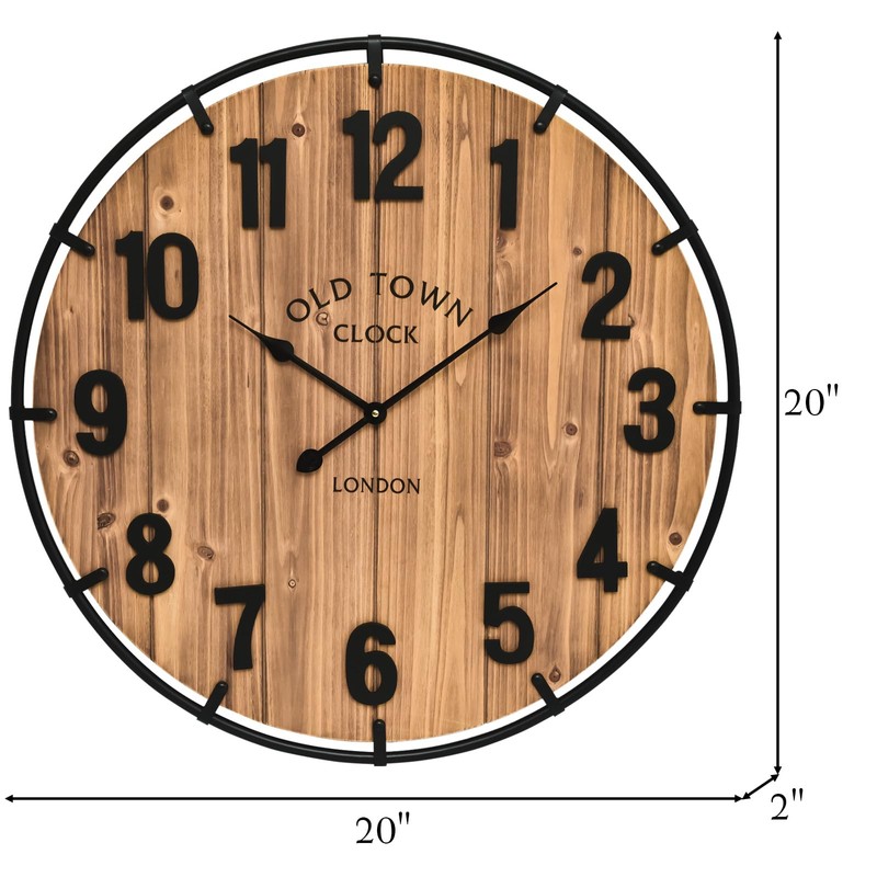 EMAX HOME Large Old Town Farmhouse Wall Clock 20 Inches