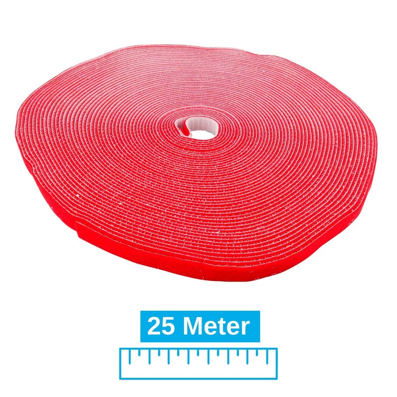 AIXONTEC 25 m Velcro Red Velcro Cable Ties 15 mm