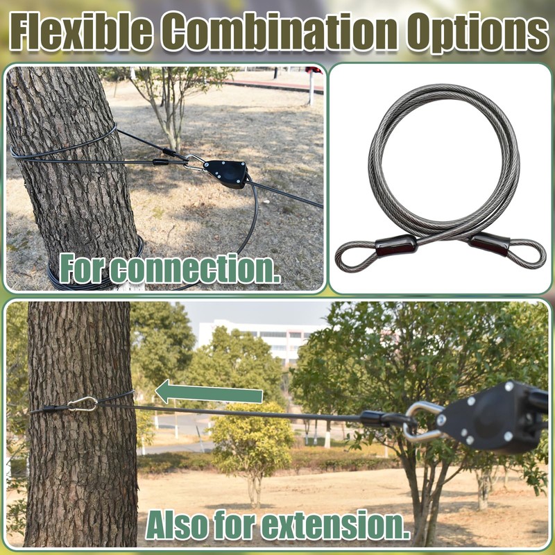 Outdoor Retractable Clothesline, 3/16" Coated Steel Wire Rope