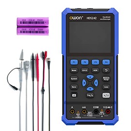 OWON HDS242 Oscilloscope 2 in 1 Universal Test Instrument, Professional LCD Display Screen Mini Handheld Digital PC Oscilloscope,20000 Counts Digital Multimeter, with Lithium Battery(40 MHz + 2CH)