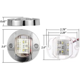 Partsam 4Pcs 3" Inch Round Chrome Marine Clear Lens Blue LED Transom Mount Stern Anchor Navigation Lights IP67 Waterproof,Round Boat Marine Lamps 6-2835-SMD,Boat LED Stern Lights 12V