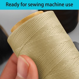 HILELIFE Waxed Thread, 260m 150D Waxed Thread for Leather Sewing, Leather Thread for Hand Sewing, Leather Craft DIY, Wallets, Shoe Repairing, Book Binding (Beige)