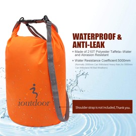 ioutdoor Dry Bag 2L + 5L + 10L Set, Waterproof Small Lightweight Dry Bags for Paddle Board Kayaking, Fishing, Camping, Hiking (Orange)