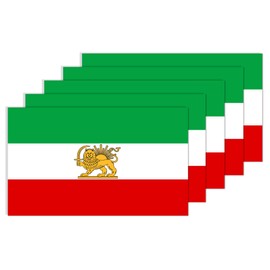 Former Iran Flag Sticker,5PCS Old Iranian Decal Decoration,Waterproof Decor for Laptop Window Car Suitcase