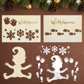 BOFUNX 3 x Gnome Stencils Gnome Traces Stencils Hand Prints Snowflakes Stencils for Floor Window Gnome Door