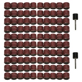 TMAX 100 pc 3/8 Inch Sand Drum Grit 80 Coarse with 2 pc 1/8 Inch Mandrel for Dremel Rotary Tools