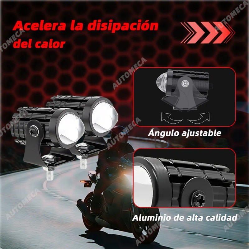 2 Par Faros Luces Led Para Motos Auto Doble Color