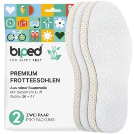 biped 2 Pairs of Barefoot Insoles - Deodorising with Subtle Fresh Fragrance - Terry Cloth Insoles Made of Cotton and Soft Natural Latex Padding z2774 (44-45)