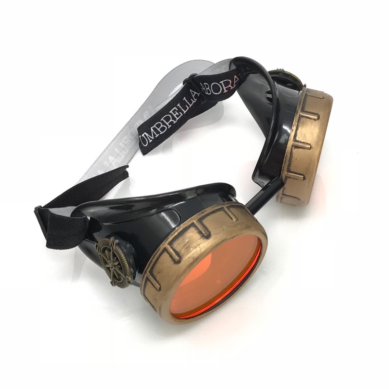 UMBRELLALABORATORY Steampunk Victorian Style Goggles with Neon Orange Spiral Diffraction