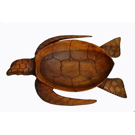 Large Size Hand Carved Mahogany Wood Nautical Turtle Bowl