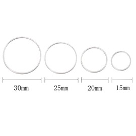 Shapenty 4 Sizes 15mm 20mm 25mm 30mm Brass Round Beading Hoop Earring Open Bezel Pendant Hollow Frame Charms Linking Ring Bulk for Necklace Jewelry Making Women Girl Gift DIY Craft, 80PCS (Silver)