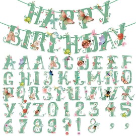 Easy Joy DIY Garland Banner, 110 Green Letter Garland with Butterfly, Flowers and Insects, Green Spring Party Decoration, Welcome Home, Happy Birthday, Happy Wedding