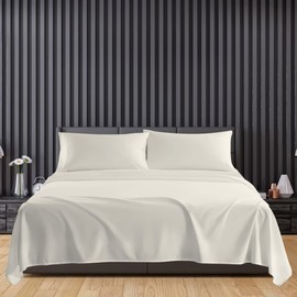 Sunshine Comforts Microfiber Flat Sheets Super King Size Breathable, Anti Wrinkle, Shrink and Fade Resistant 200 Thread Count Bed Sheets Cream Bedding & Linen 280 x 254cm Super King Flat Sheet
