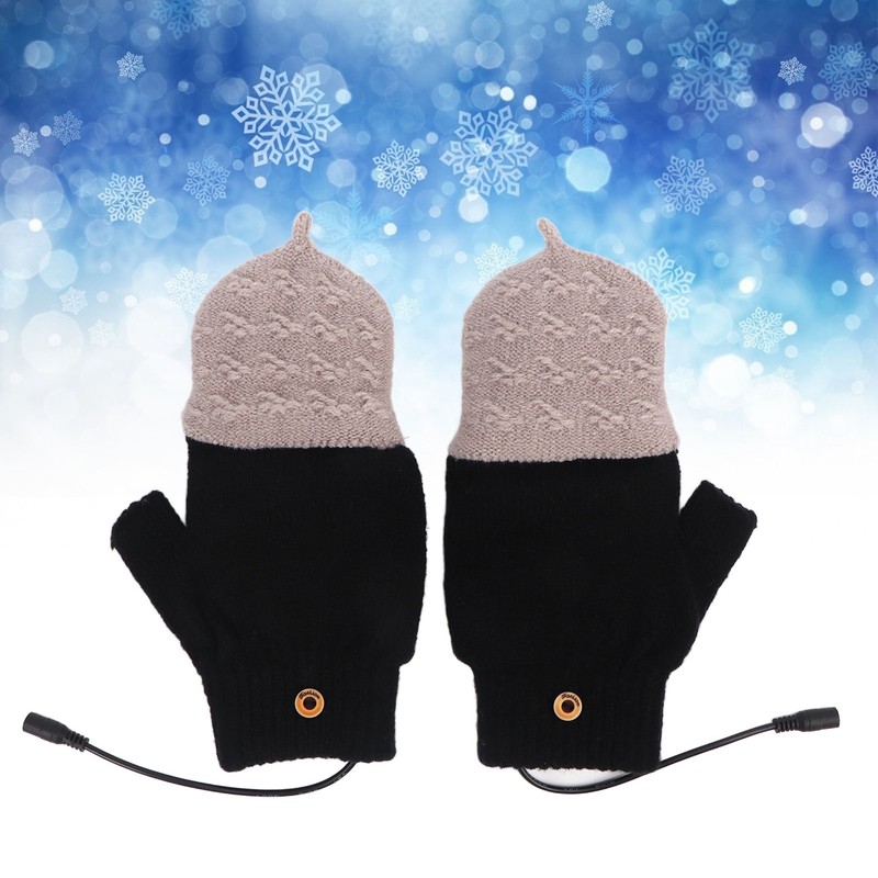 Heated Gloves Fingerless Full Finger Adjustable 3 Gear Black Hand