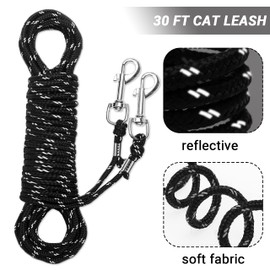 PETPMEEE Cat Leash - 15 ft / 30 ft Reflective Long Cat Leash Outdoor for Walking Training Playing - Escape Proof Yard Lead Pet Leash Also for Cats, Small Dogs, Puppy, Kitten, Rabbit