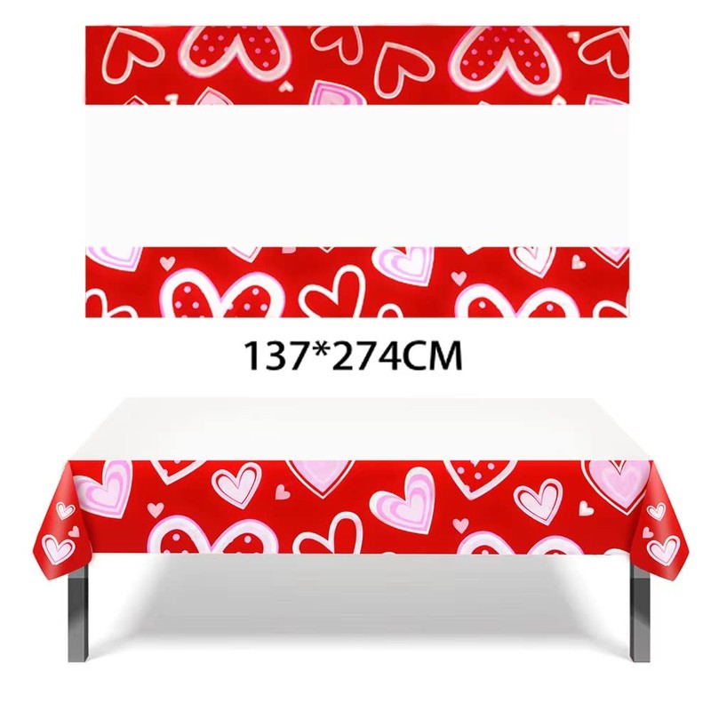 Valentines Day Disposable Tablecloth 2 PCS,54 x 108 Inches Red