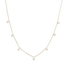 Honeycat Crystal Bezels Droplet Charm Necklace in Gold, Rose Gold, or Silver | Minimalist, Delicate Jewelry (Gold)