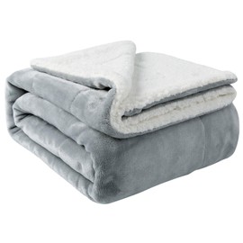 NANPIPER Sherpa Blanket Twin Thick Warm Blankets for Winter Bed Super Soft Fuzzy Flannel Fleece/Wool Like Reversible Velvet Plush Fabric(Light Grey Twin Size 60"x80")