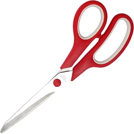 KINDOYO 8" Multipurpose Scissors with Ultra Sharp Blades, Comfort-Grip Handles, Sturdy for School Home Office Art Craft Sewing Tailor Heavy Duty, Red