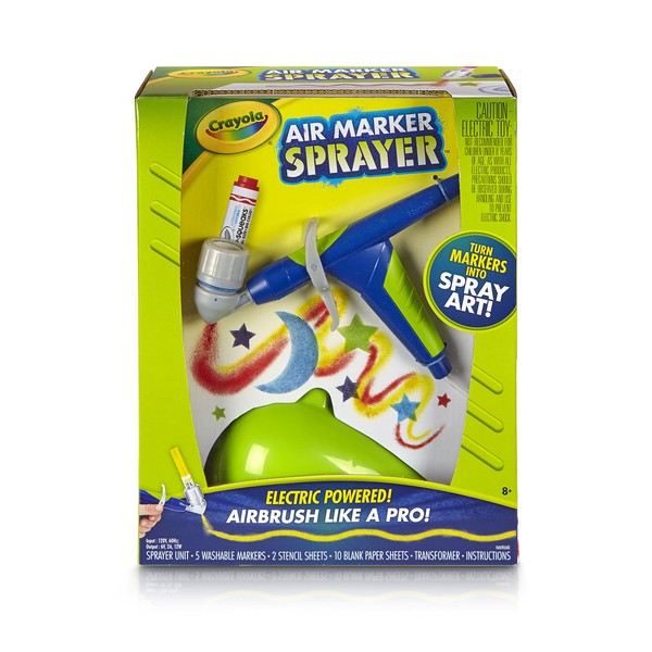 Crayola Air Marker Sprayer Airbrush Kit, Gift for Kids Age 8, 9, 10