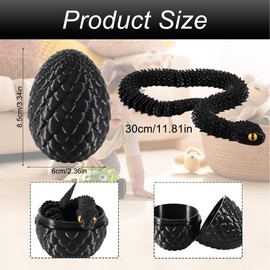 Joycabin 3D Printed Animals, 3D Printed Snake Fidget Toy, Easter 3D Printed Dragon Egg Snake Eggs, Fidget Mini Animals Toy Articular Mobility Toys for Adults and Kids Autism/ADHD (Black)
