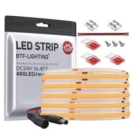 BTF-LIGHTING FCOB COB LED Strip Orange Color 480LED/m 16.4FT DC24V