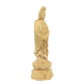 Kurita Buddhist Statue [Bodhisattva] Standing Statue of Holy Kannon Bodhisattva (Total Height 9.1 inches (23 cm), Width 3.1 inches (8 cm), Depth 3.0 inches (7.5 cm)), Luxury Wood Carving Made of Water Boxwood, Namagami Rendai 8121